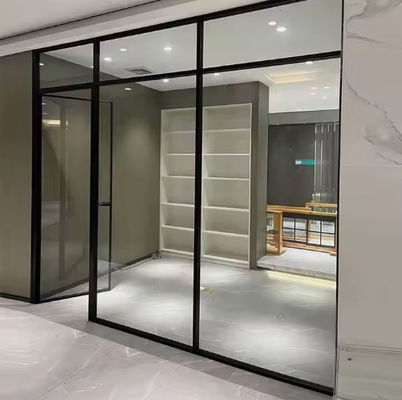 Thin Frame Aluminum Swing Door Laminated Tempered Glass Swing Aluminium Door
