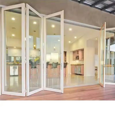 Heavy Duty White Frame Aluminum Glass Bifolding Patio Sliding Door