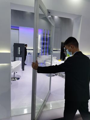 quality  Slim Frame Aluminum Pivot Door Tempered Clear Glass Entrance Pivot Door factory