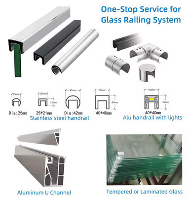 Lamel U Channel Glass Balustrade Top Mounted Installation With Laminated Glass
