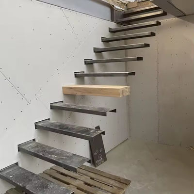 Modern Design Customized Floating Wooden Staircase with Safety Glass Railing