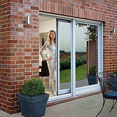 Frosted Glass White Aluminum Sliding Door with Dust Resistant Anodized Finishes