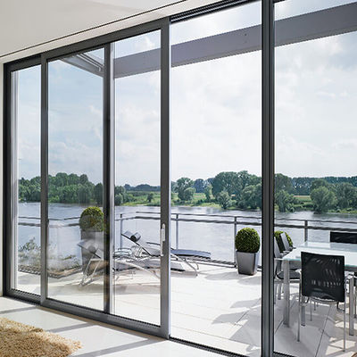 Frosted Glass White Aluminum Sliding Door with Dust Resistant Anodized Finishes