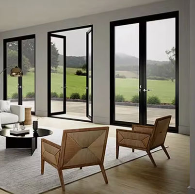 Thin Frame Aluminum Swing Door Laminated Tempered Glass Swing Aluminium Door
