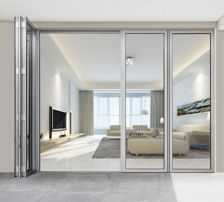 Insulated Glass Aluminum Folding Patio Doors Customized Aluminium Bifold Doors White
