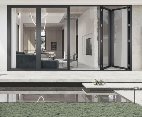 Corrosion Resistant Thermal Break Aluminum Folding Door with 50mm 70mm 80mm Frame Width