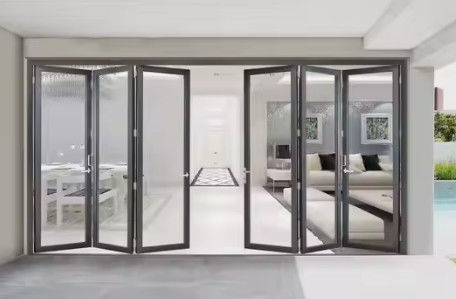 Fluorocarbon Spraying Aluminium Sliding Folding Doors With Thermal Breaking
