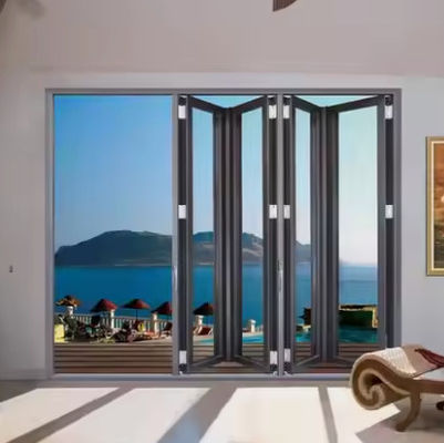 Typhoon Resistance Aluminum Folding Door Customized Tempered Glass Folding Door