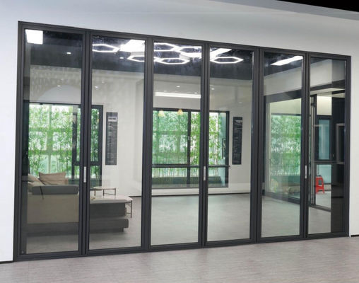 Energy Efficient Aluminum Folding Door with Low-E Glass and Argon Gas Filled for Space Saving