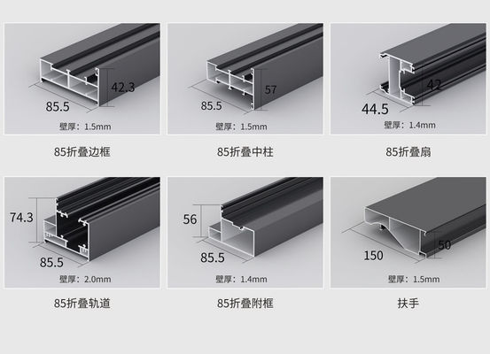 Smooth Folding Grey Aluminium Bifold Doors Customized Hurricanes Resistance