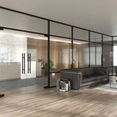 Modern Aluminum Frame Glass Partition Wall with 10 Years Warranty Custom Sizes and Powder Coating