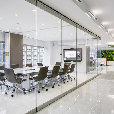 Customized 8mm Glass Partition Doors Dust Resistant And Sound Insulation