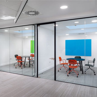 Modern Design Thick Frame Glass Office Walls With Tempered Glass