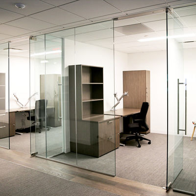 Soundproof Office Glass Partition Walls Powder Coated Aluminum Profile With Door