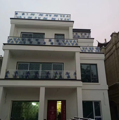 10mm Thick 36'' Height Frameless Glass Balustrade with Grey Aluminum U Channel Glass Railing