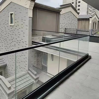 Frameless Aluminum U Channel Glass Railing Rectangular U Channel Balustrade