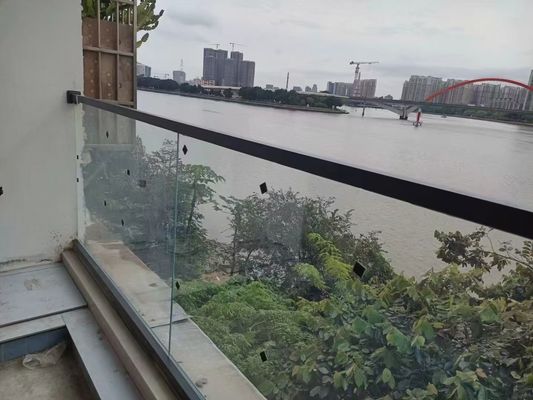 Frameless Aluminum U Channel Glass Railing Rectangular U Channel Balustrade