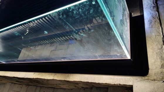 Frameless Aluminum And Glass Railing Rectangular Shape With LED Light