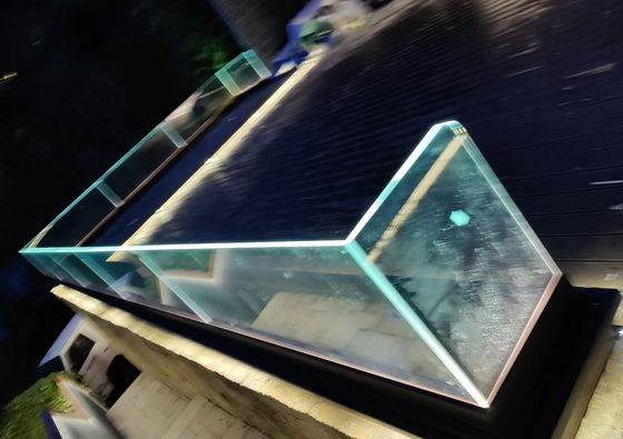 Frameless Aluminum And Glass Railing Rectangular Shape With LED Light