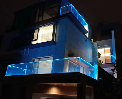 Outdoor Aluminum U Channel Glass Railing Lightweight With LED Light  ‌