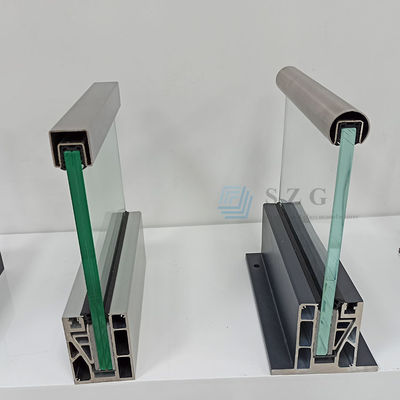 LED Light Glass Balustrade Aluminum Modern Railing Designs Frameless Tempered Glass Outdoor Balcony Railing