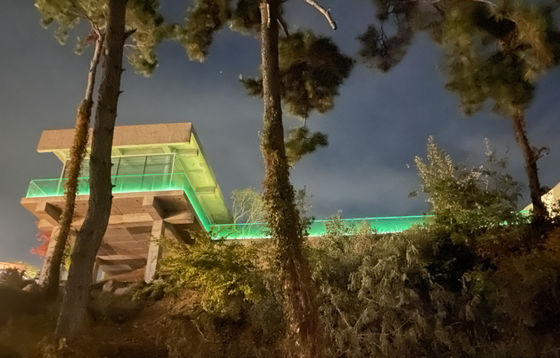 12mm Environmental Protection Frameless Glass Balcony Railing with LED Light and Stable Structure