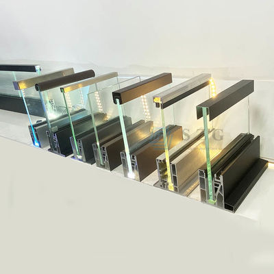 12mm Staircase Frameless Glass Balcony Railing U Channel With LED Light