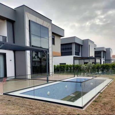 Open View Frameless Glass Railing Balcony Balustrade Glass U Channel With LED Lights