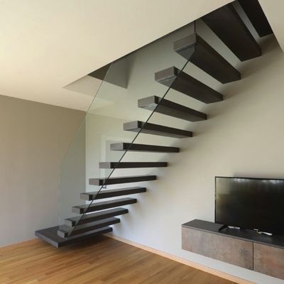 Indoor Or Outdoor Modern Floating Staircase With Customized Railings And Treads For Commercial Building