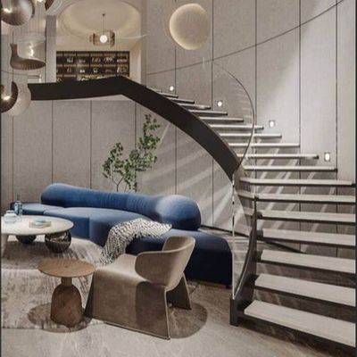 Indoor Or Outdoor Modern Floating Staircase With Customized Railings And Treads For Commercial Building