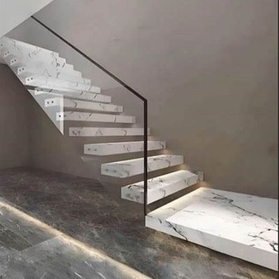 Customizable Floating Glass Stairs Durable and Stylish Design with Satin/Mirror Stainless Steel Railing