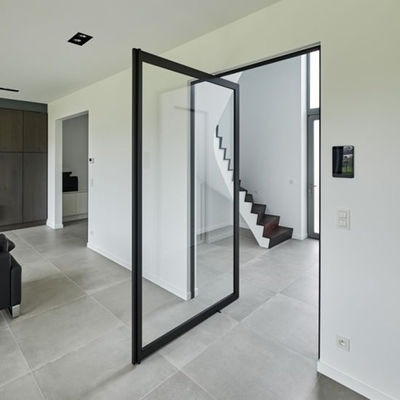 Low-E Glass Type Glass Pivot Front Door with Tempering Glass and Aluminum Alloy Frame