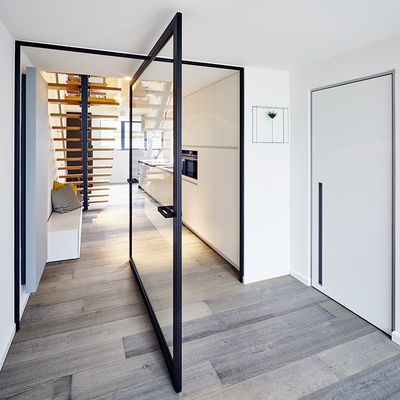 Low-E Glass Type Glass Pivot Front Door with Tempering Glass and Aluminum Alloy Frame