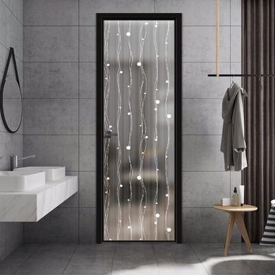 Bedroom Double Tempered Glass Aluminum Frame Glass Door with Powder Coating Surface Finishing