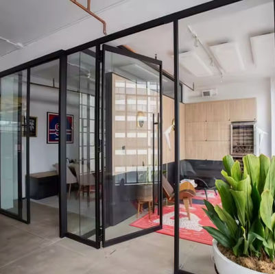 Insect Screen Aluminum Swing Door with Double Tempered Clear Glazing and Automatic Openning