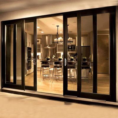 24 Hour Online Support Aluminum Sliding Door with Powder Coated Aluminum Alloy Tempered Glass Stainless Steel