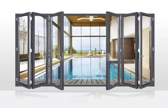 Insulated Glass Aluminium Bifold Exterior Doors for Commercial Buildings Energy Design