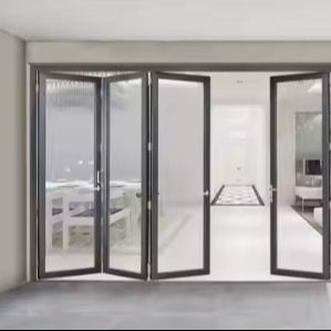 Modern Interior Patio Glass Waterproof Slide And Fold Aluminum Bifold Door System For Restaurant Home Use