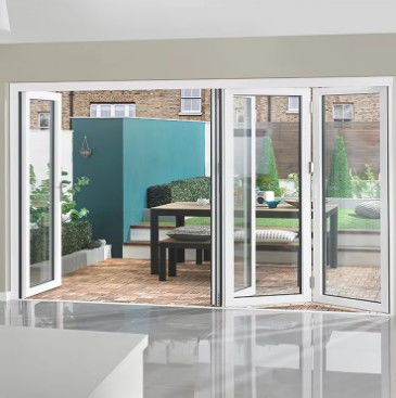Aluminium Sliding Folding Door System Design Waterproof Foldable Thermal Break Sound Proofing Glass Door