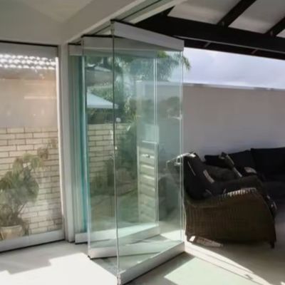 Frameless Glass Folding Door Interior Shop Black Folding Patio Doors Aluminium Bifold Doors White