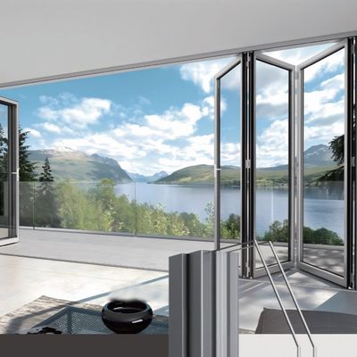 Secure Locking Mechanism Aluminum Folding Glass Doors in Silver/White/Black/Customized for Educational Institutions