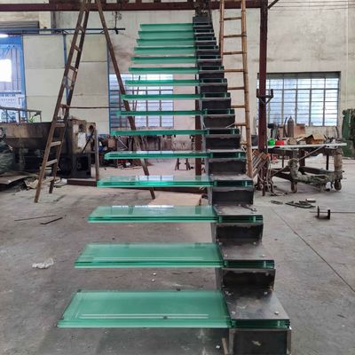 OEM/ODM Customized Elegant Design Glass Stair With Glass Railing And Auto Led