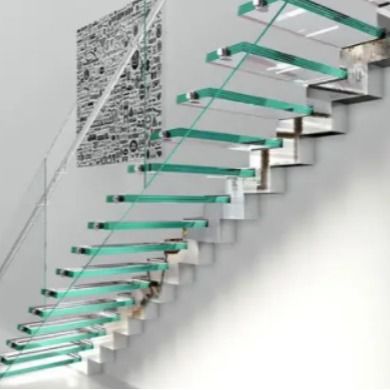 OEM/ODM Customized Elegant Design Glass Stair With Glass Railing And Auto Led