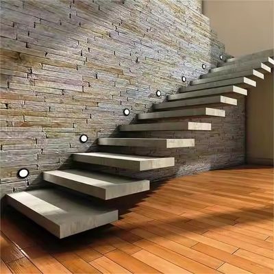 Custom Natural Marble Floating Straight Staircase for Residential or Commercial Spaces
