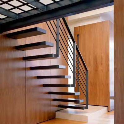 Wall-mounted Decorative Indoor Solid Wood Floating Stairs Invisible Stringer House Remodeling Prefabricated Staircase DIY Installation