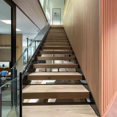 Wall-mounted Decorative Indoor Solid Wood Floating Stairs Invisible Stringer House Remodeling Prefabricated Staircase DIY Installation