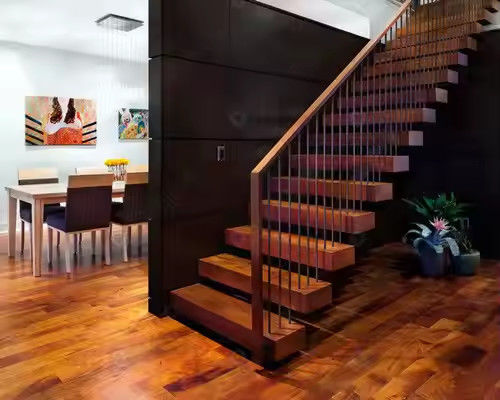Safe And Durable White Oak Wooden Stair Straight L-shaped U-shaped Split Or Spiral Type