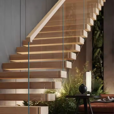 Safe And Durable White Oak Wooden Stair Straight L-shaped U-shaped Split Or Spiral Type