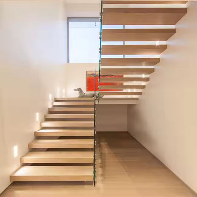 Safe And Durable White Oak Wooden Stair Straight L-shaped U-shaped Split Or Spiral Type