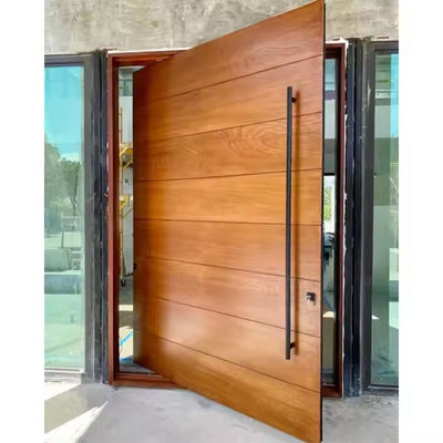 Commercial Clear Glass Front Pivot Iron Door with Steel and Aluminum Graphic Design